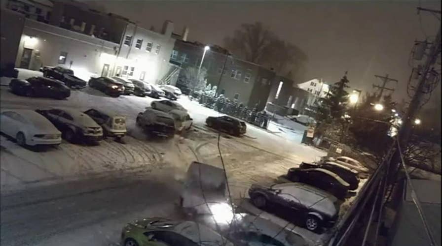 Security camera footage catches video of an Ohio diver plowing into parked cars