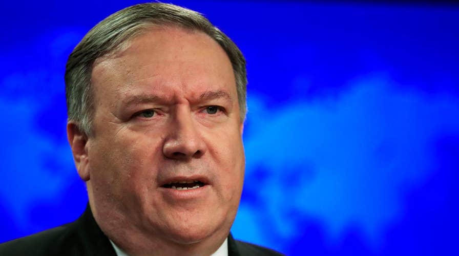Mike Pompeo speaks to the media following UN emergency meeting on crisis in Venezuela