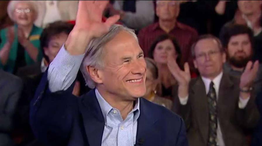 Governor Greg Abbott participates in a town hall about border security
