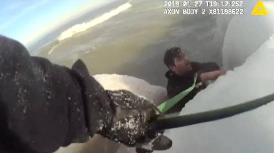 Chicago cops form human chain to save man who fell in frigid waters trying to rescue his dog