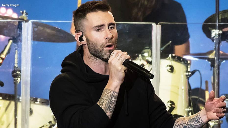 Behati Prinsloo supports Adam Levine, Maroon 5 at Super Bowl
