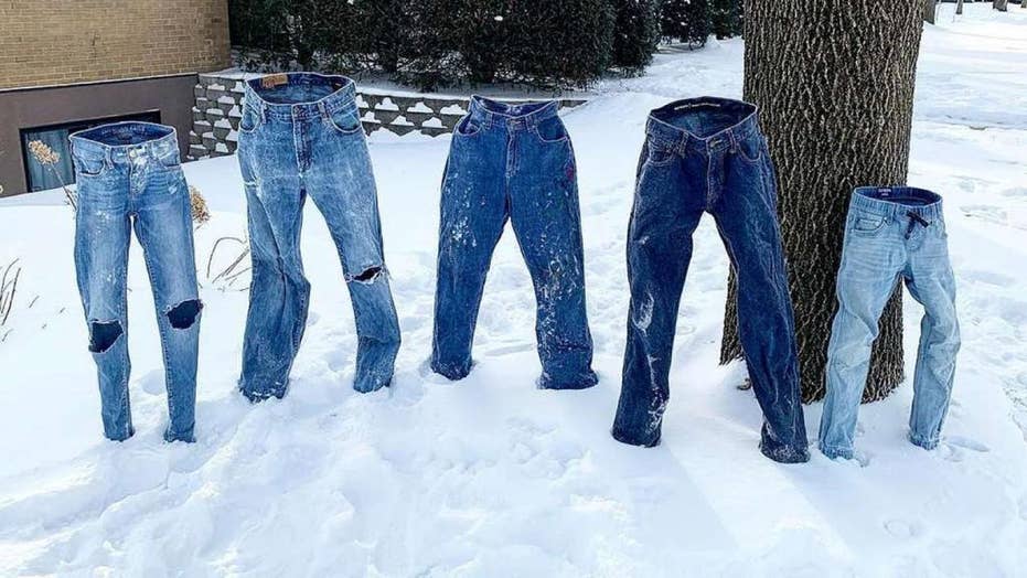 jeans in snow