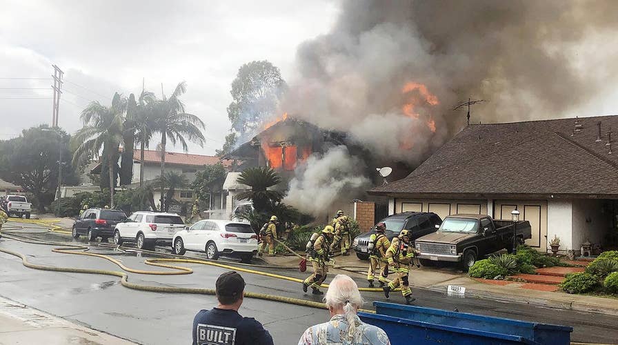 Dash cam video shows moment plane bursts into flames before crashing into home