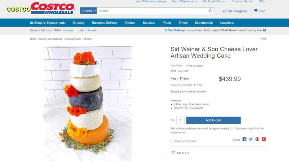 Costco Selling 24 Pound Cheese Wedding Cake Capable Of Feeding