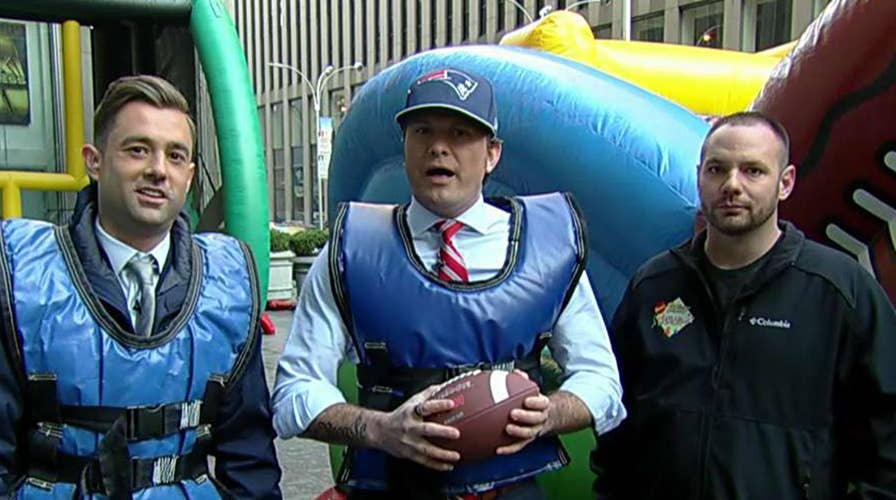 'Fox & Friends' hosts test their football skills out on the plaza
