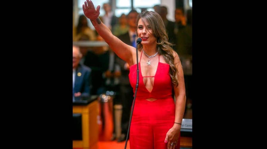 A Brazilian member of parliament is being slammed for showing cleavage at an inauguration