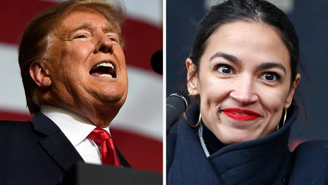 President Trump Rep Alexandria Ocasio Cortez Trade Shots Over Green