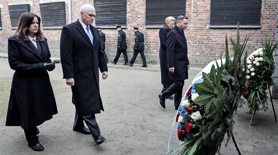 Vice President Mike Pence lays wreath at Auschwitz memorial