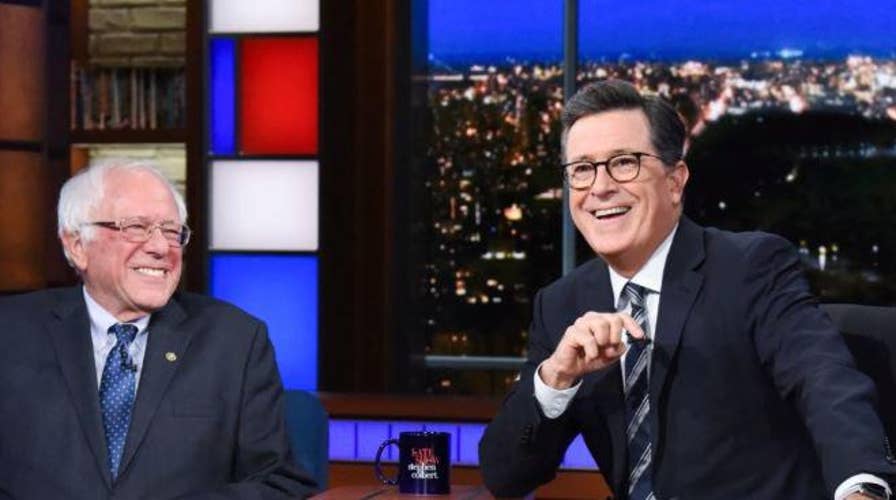 Stephen Colbert jokes about Vermont Senator Bernie Sanders officially joining the crowded 2020