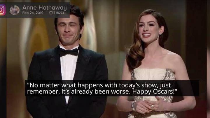 2011 Oscars co-host Anne Hathaway jokes about her lackluster hosting performance ahead of the big show