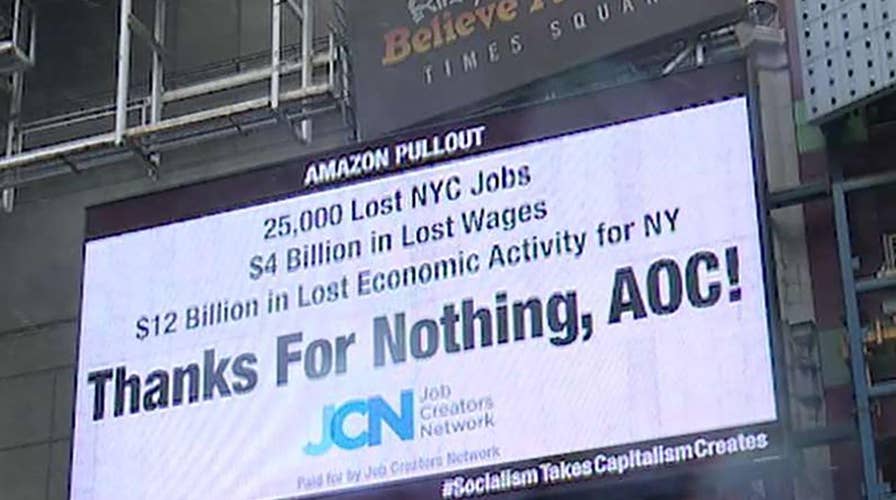 'Thanks for Nothing, AOC!' Billboard battle heats up over Amazon's NYC exit