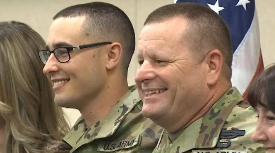 Army father and son deployed together overseas on mission in Afghanistan