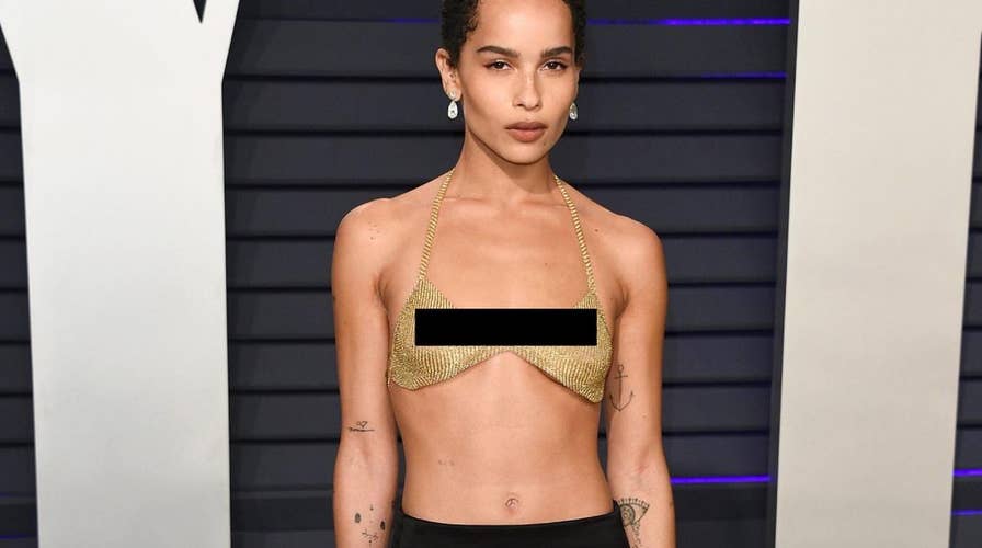 Zoe Kravitz wears sheer gold bra to Oscars after party
