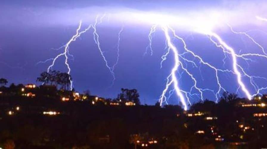 Lightning strikes in skies across Southern California