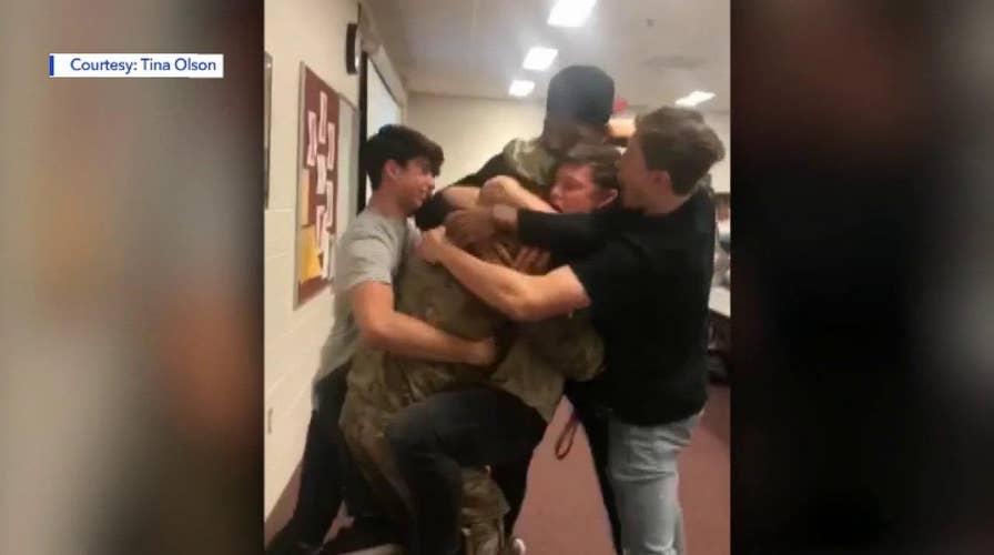 Students brought to tears when their coach returns from the Middle East