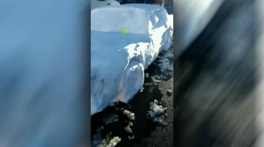 Nebraska state trooper 'pulls over' Mustang made entirely of snow