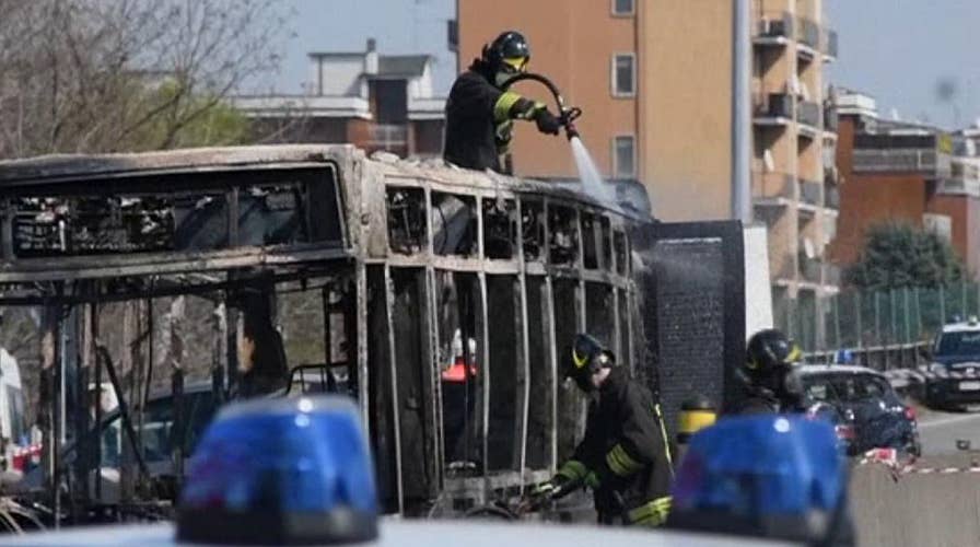 Raw video shows the aftermath of bus fire started by hijacker