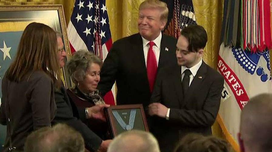 President Trump awards Medal of Honor posthumously to Army Staff Sgt. Travis Atkins