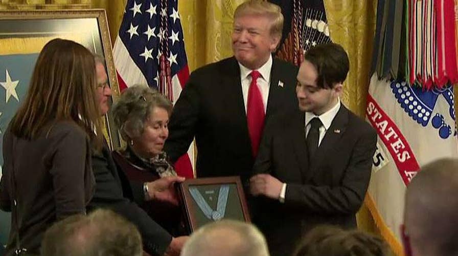 President Trump awards Medal of Honor posthumously to Army Staff Sgt. Travis Atkins