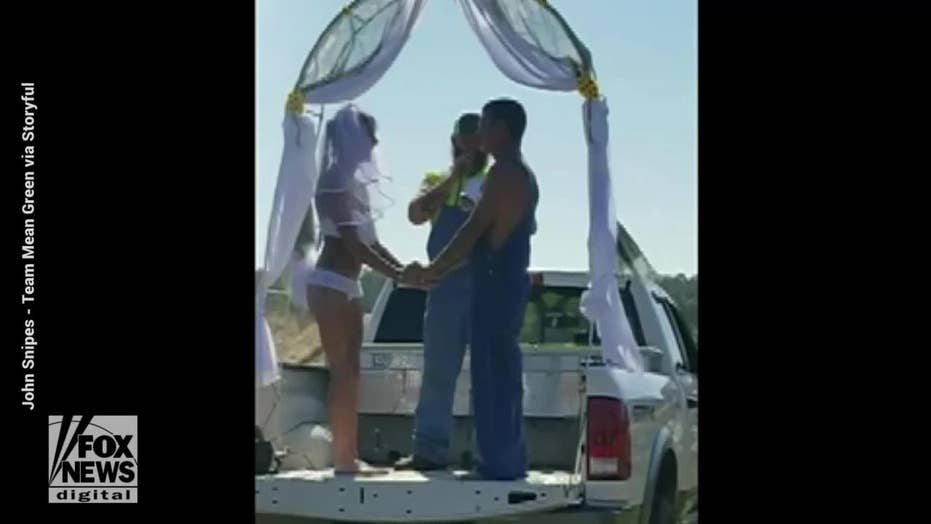 Bikini Clad Bride Weds Groom In Overalls Caps Off Florida Wedding