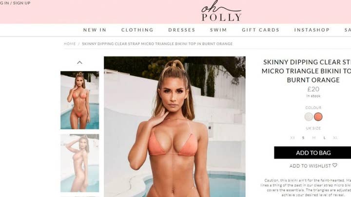 Micro 'skinny dipping' bikini with invisible straps comes with 'caution' warning