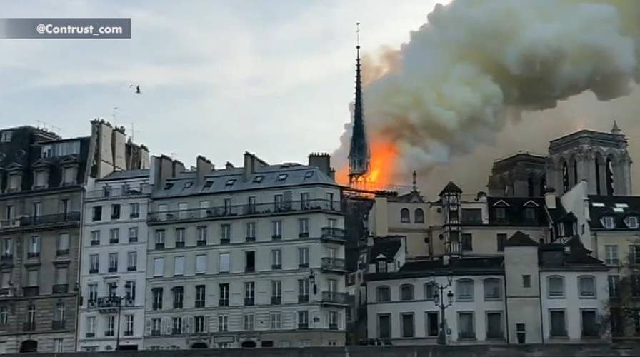 Large fire burns at Notre Dame Cathedral in Paris