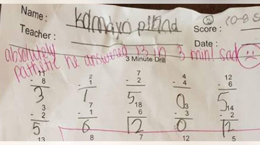Harsh feedback written on a second grader's math assignment has gone viral