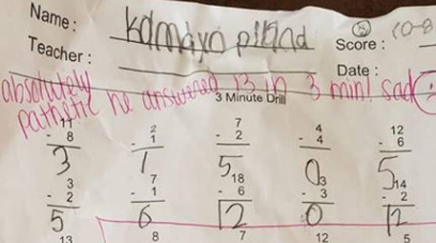 Harsh feedback written on a second grader's math assignment has gone viral