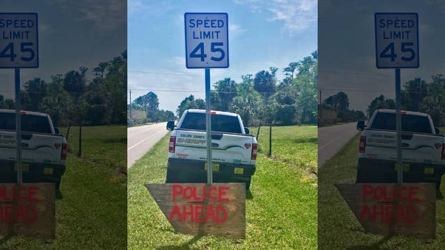 Speed trap by Florida police foiled by handmade sign to alert drivers