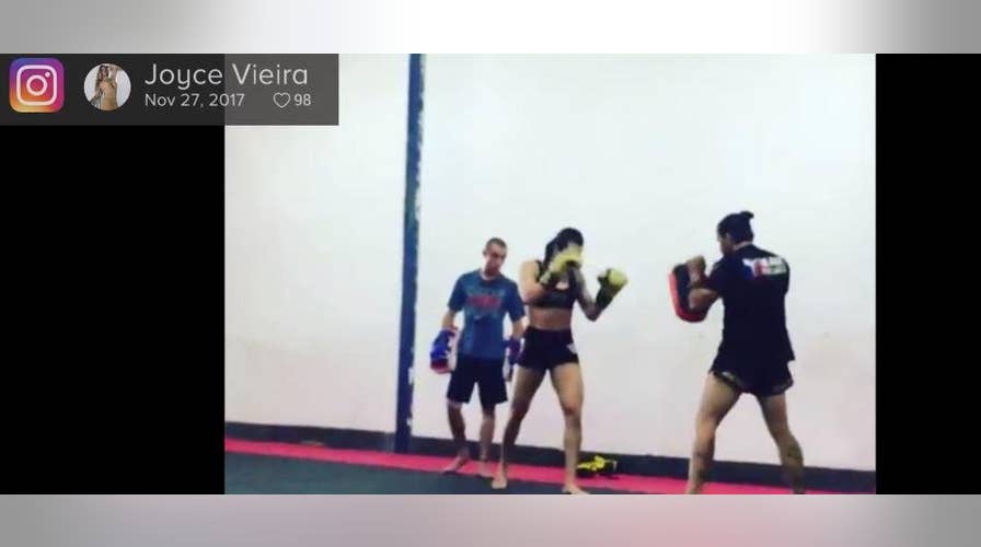 MMA fighter Joyce Vieira beats up a man who was allegedly fondling himself during photoshoot