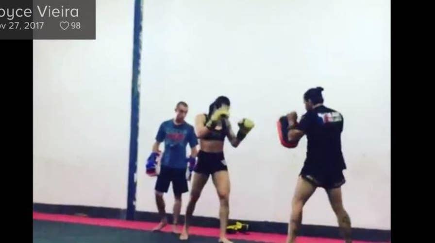 MMA fighter Joyce Vieira beats up a man who was allegedly fondling himself during photoshoot