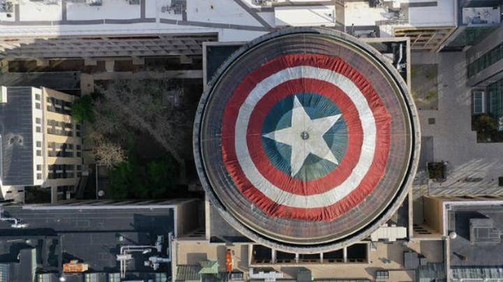 MIT 'hackers' turned the top of the Great Dome into a Captain America shield