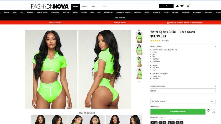 Fashion Nova bikini includes cancer warning tag