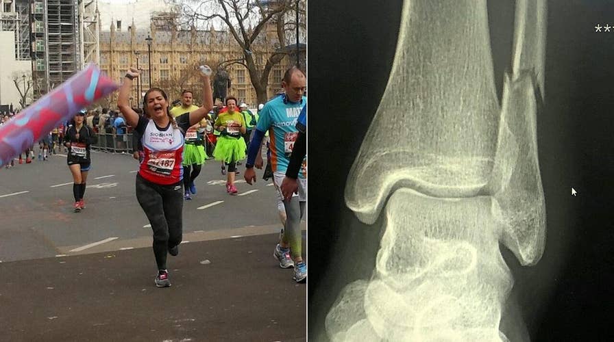 Woman runs 18 miles of London Marathon on broken ankle