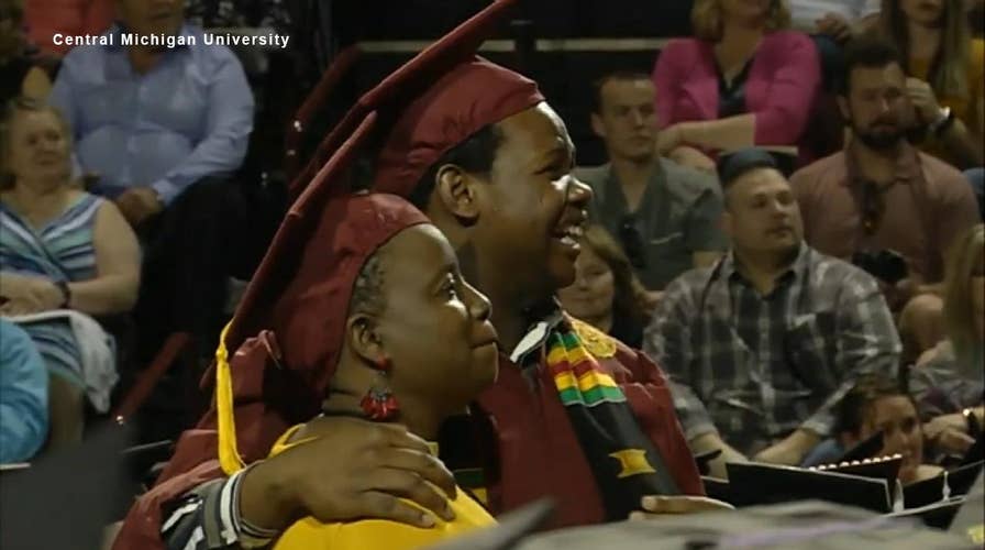 Mother, son graduate college together in surprise ceremony