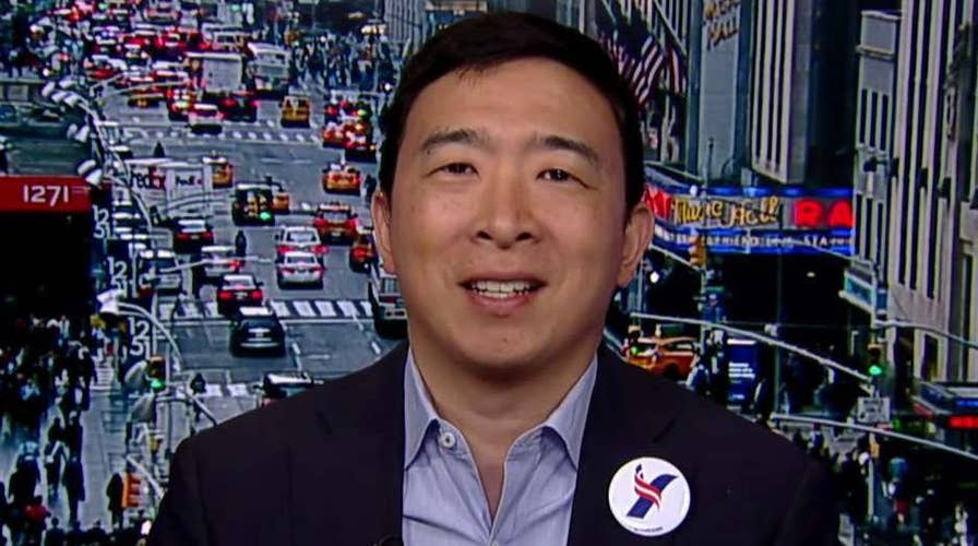 Democratic presidential candidate Andrew Yang explains his 'freedom dividend' plan