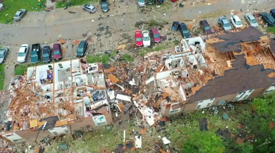 Raw video: Drone footage shows devastation after tornado sweeps through Jefferson City, Missouri