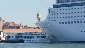 Massive cruise ship collides with small river boat on Venice canal
