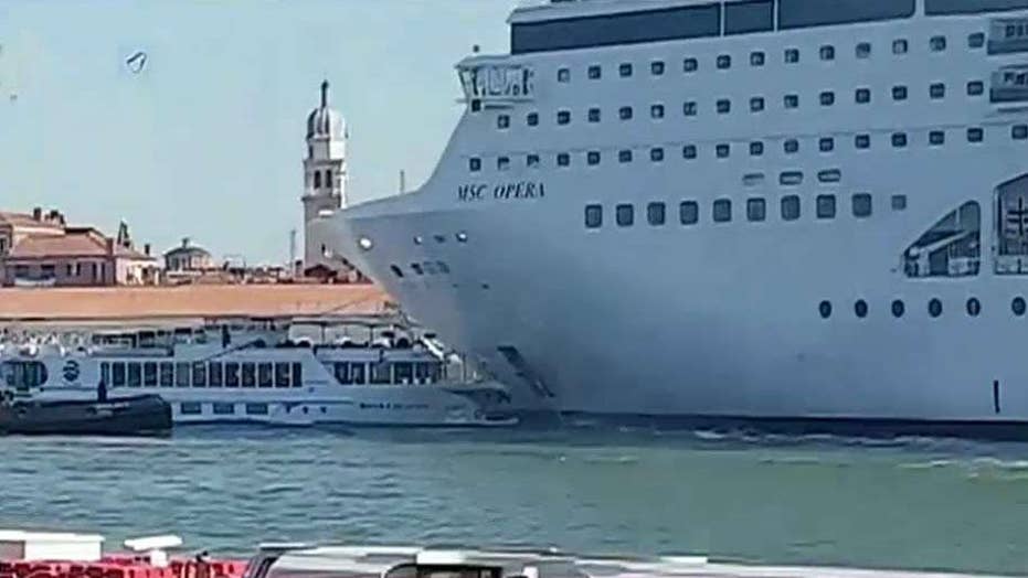 Cruise Ship Rams Into Tourist Boat Dock In Venice Leaving