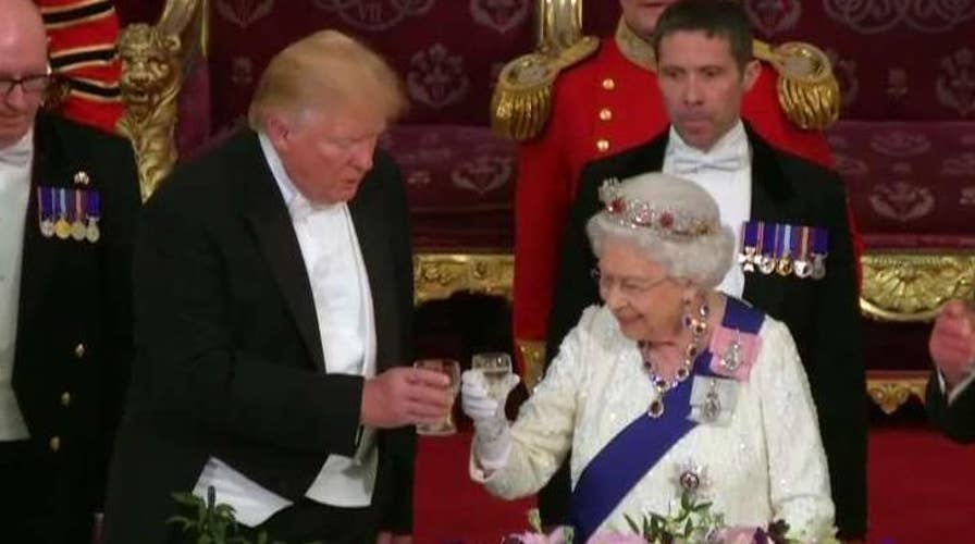 Queen Elizabeth, President Trump make remarks, exchange toasts at state banquet