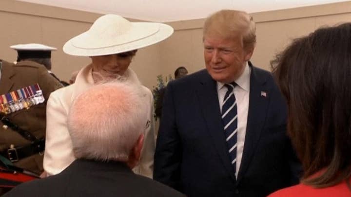 President Trump jokes with D-Day veteran who flirted with Melania