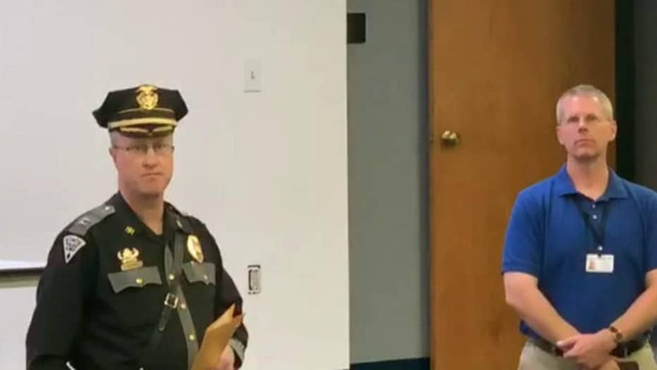 Officials update the press after an explosion at a fireworks factory in New Mexico