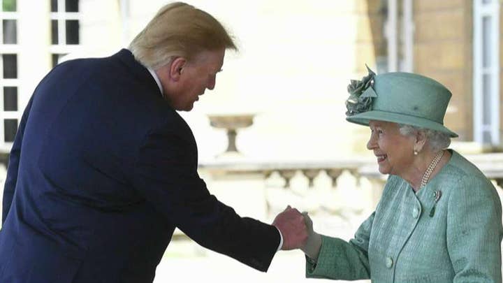 President Trump kicks off UK visit with a fist bump to the queen