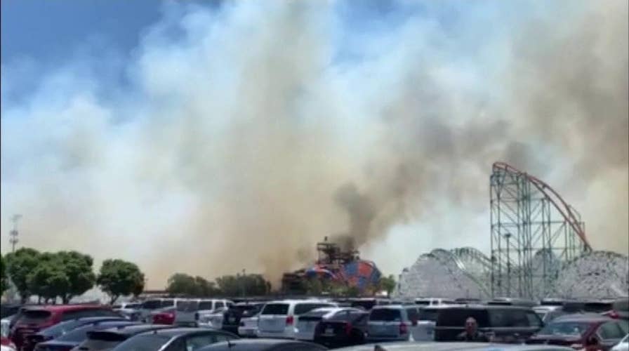 Raw video: Brush fire forces closure of Six Flags Magic Mountain in California