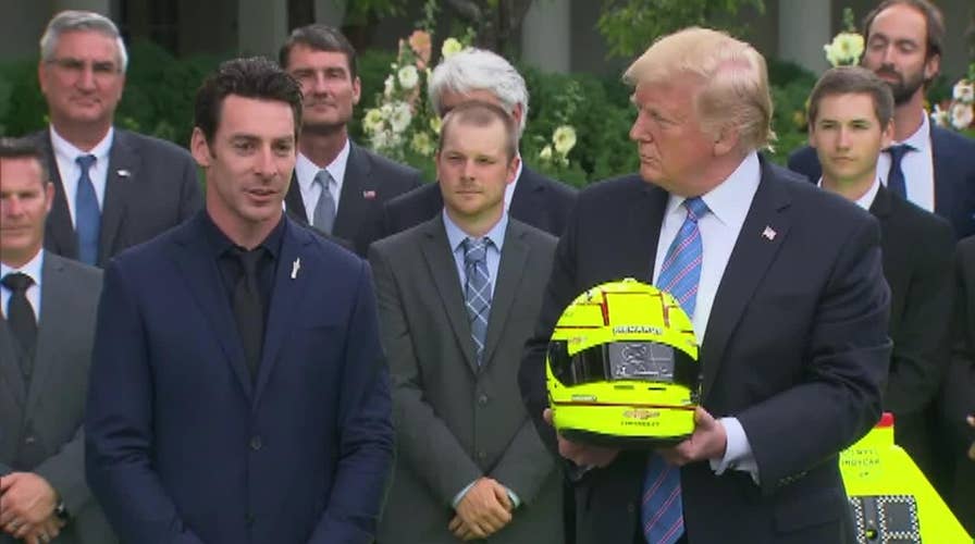 Donald Trump meets with Simon Pagenaud after Indy 500 win