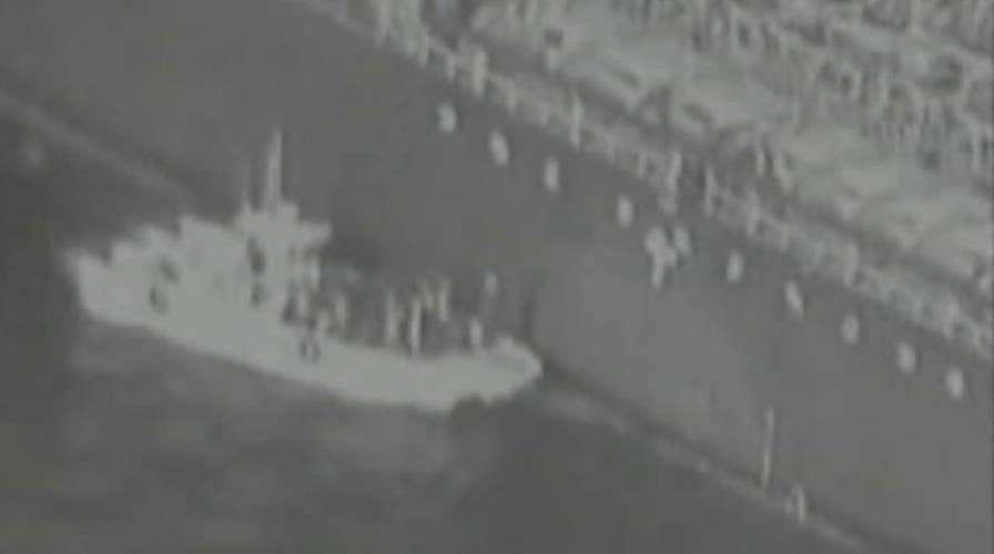 Raw video: Iranian vessel removes unexploded mine from stricken oil tanker