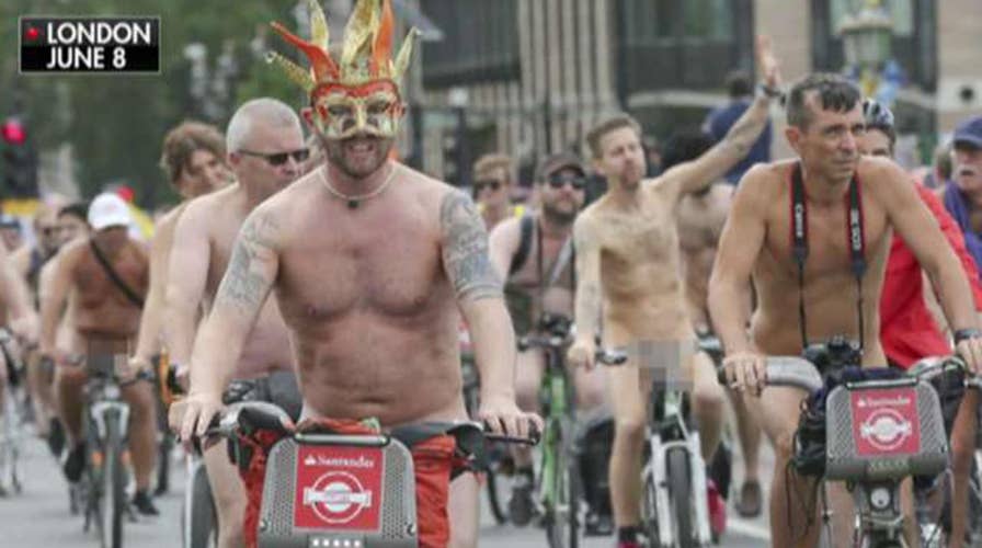 Bike riders strip down to expose the impact of climate change Fox News