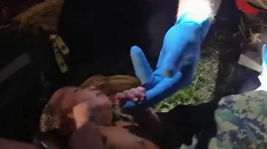 Raw video: Police find newborn baby in plastic bag