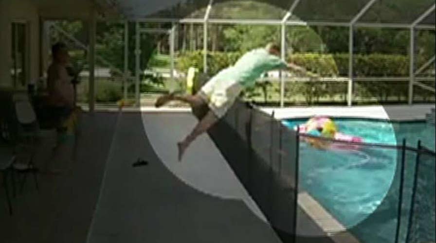 Florida dad dives over pool fence to save son from drowning