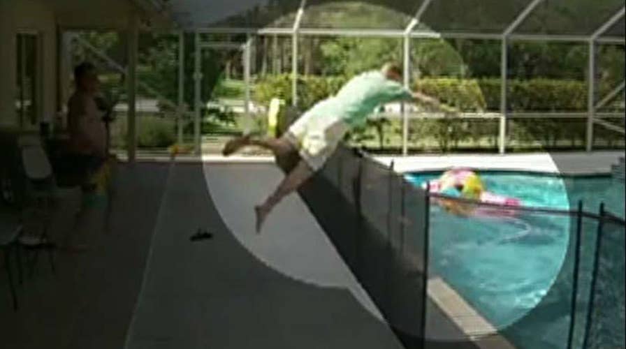 Florida dad dives over pool fence to save son from drowning